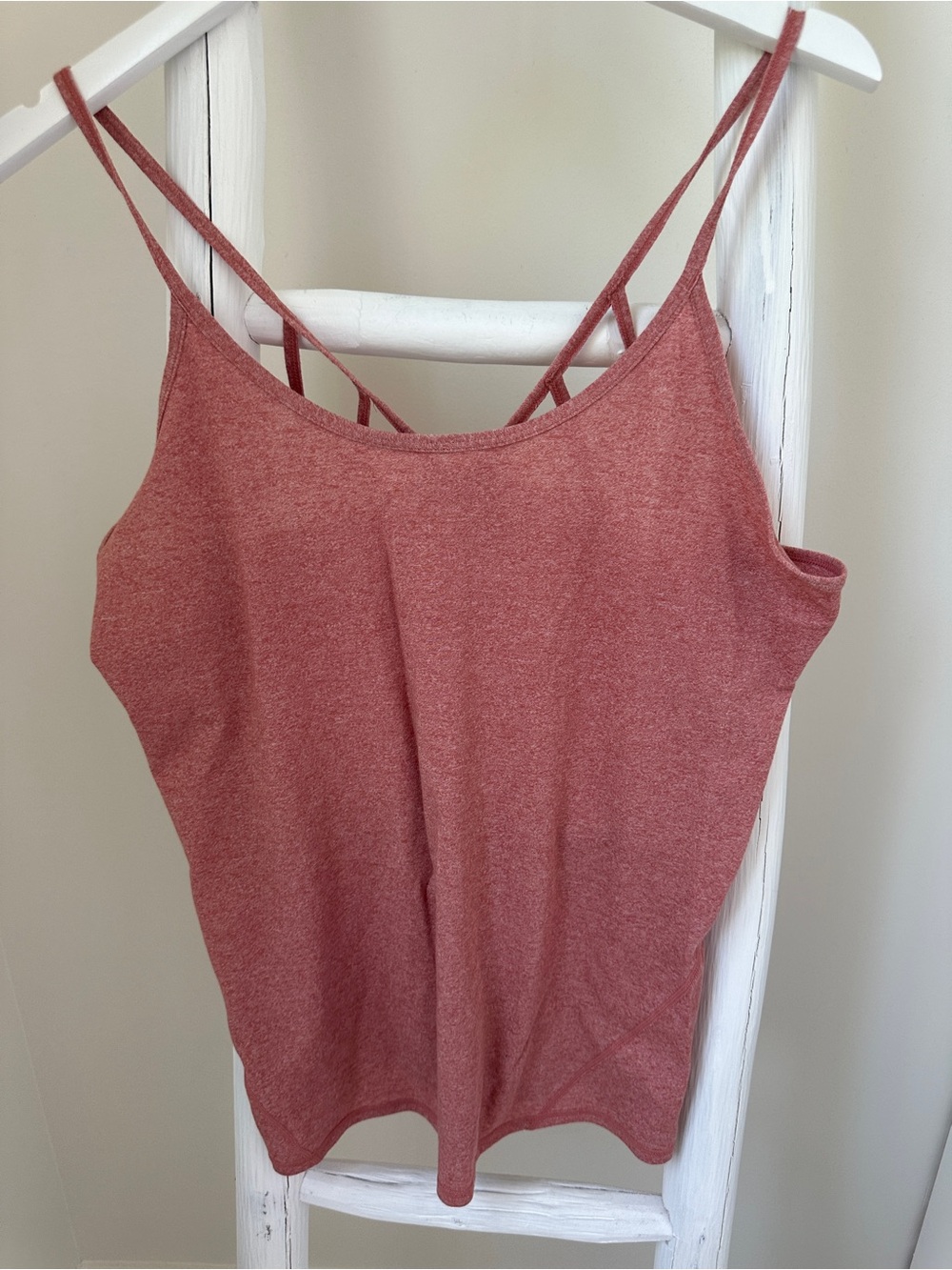Zella Double-Strap Lightweight Heathered Rust Colored Athletic Tank Top Size L